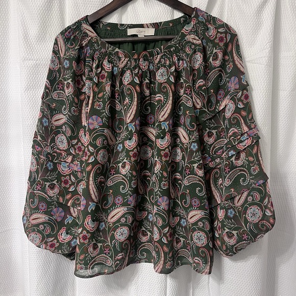 LOFT Tops - LOFT Blouse Size L Paisley Lined Flowy Peasant Boho Chic Romantic Garden Party